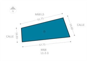 Plano del terreno industrial de 1123 m2 en venta en San Isidro Business Park, Querétaro. Dimensiones y metraje detallado
