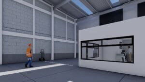 Render interior de una nave industrial San Isidro BP